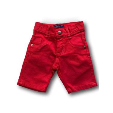 Imagem de Bermuda Jeans  Infantil Vermelha Menino Estilosa - Mundo Princípe Kids