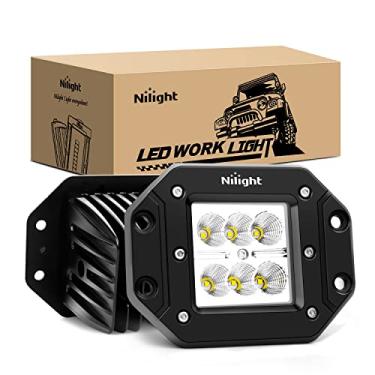 Imagem de Nilight - NI23C-18W 2PCS 18W Luzes de condução de luz de trabalho LED Off Road Luzes LED Montagem embutida para Jeep Truck Tacoma Bumper ATV UTV, 2 anos de garantia