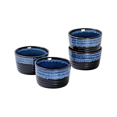 Imagem de UNICASA Conjunto de 4 ramekins, ramequins creme brulee UNICASA de 236 ml, conjunto seguro para forno para creme, pudim, copos de suflê, azul reativo