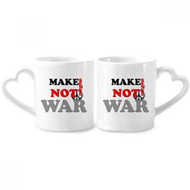Imagem de Make Sense Not War Love Peace World Conjunto de canecas de porcelana para casais, coração de cerâmica