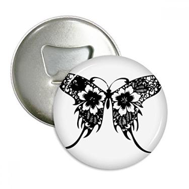 Imagem de Imã de geladeira com asas florais estilo chinês borboleta com abridor de garrafas emblema multifuncional