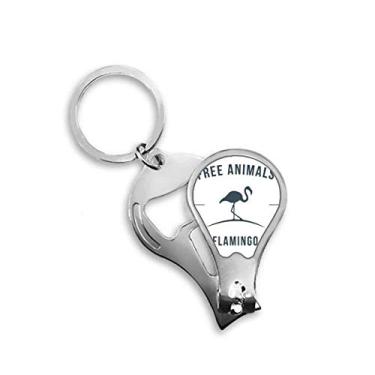 Imagem de Chaveiro abridor de cortador de unhas com desenho flamingo animal contorno azul tesoura