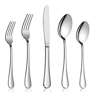 Imagem de Conjunto de talheres E-far com 20 peças de talheres de aço inoxidável para cozinha, hotel, restaurante, espelho, polido e pode ser lavado na lava-louças – Serviço para 4 pessoas