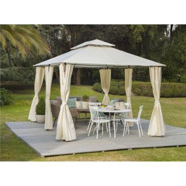 Imagem de Gazebo Retangular Romano com Cortinas Pérgola 270x400x300cm Bege 