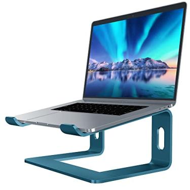 Imagem de SOUNDANCE Suporte para laptop, elevador de computador de alumínio, elevador ergonômico de laptops para mesa, suporte de metal compatível com notebook de 10 a 15,6 polegadas, azul marinho