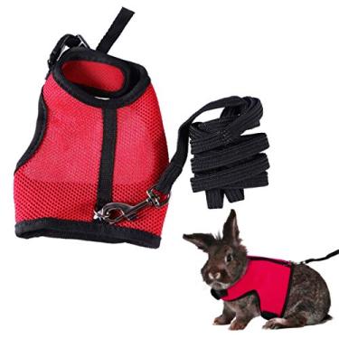 Imagem de Peitoral para filhotes de cachorro de malha macia e coleira ajustável para animais de estimação, colete para caminhada, acessórios para gatos e cães pequenos coelhinhos (vermelho, tamanho G)