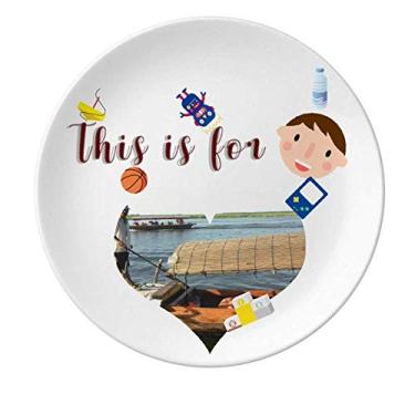 Imagem de Prato de porcelana de pescador, jantar, redondo, menino, homem