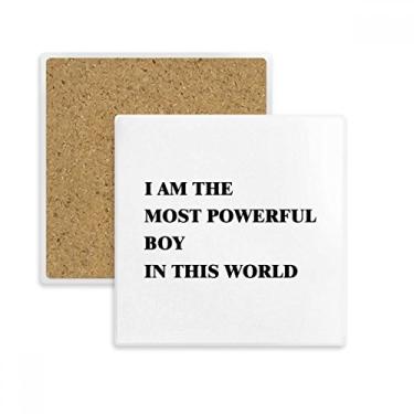 Imagem de Porta-copos quadrado I Am The Powerful Boy Porta-copos para caneca subplaca suporte isolante pedra