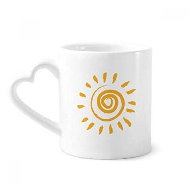 Imagem de Caneca de pintura à mão amarela Sun Sunshine Caneca de café cerâmica copo de coração de vidro