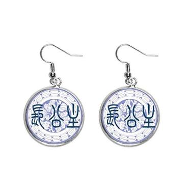 Imagem de Brincos femininos grandes princesas chinesas, com padrão de flor antiga, brincos pendentes de prata