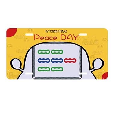 Imagem de DIYthinker Mahjong Barra de bambu 7 azulejos padrão placa etiqueta decoração de carro dia da paz