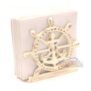 Imagem de Suporte de guardanapo de náutico para âncora/costa/almoço off-white da The Metal Magician