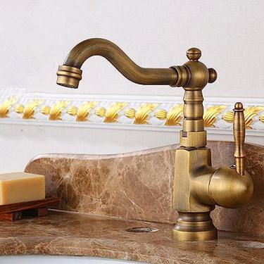 Imagem de Torneira de banheiro de latão antigo Torneira giratória para lavatório para pia Torneira misturadora para banheiro Cozinha Torneira para lavatório Torneiras para lavatório Misturadores de co