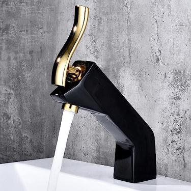 Imagem de Torneira para lavatório torneiras de pia de banheiro quente e fria torneiras de banheiro de furo único torneiras de latão montadas no convés, SLT192, B