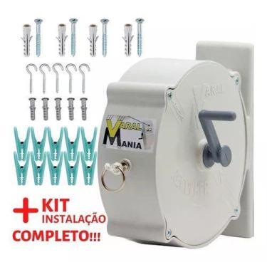 Imagem de Varal Recolhível Retrátil De Parede 30m Branco Seca Fácil VM - Varal M