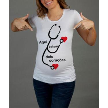 Imagem de Bata Canoa Chá De Bebê Mãe Gestante Aqui batem 2 corações - Balisarts,