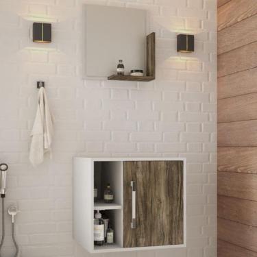 Imagem de Armário de Banheiro Olivia 1 Porta 2 Prateleiras com Espelho Branco Ch