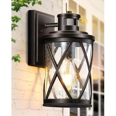 Imagem de VIANIS Luzes Externas Com Sensor De Movimento, Bronze Para Casa Do Anoitecer Ao Amanhecer, Luminárias Antiferrugem Em Formato Orbe Casa, Garagem, Varanda, Porta, À Prova D'Água, Polidas Óleo