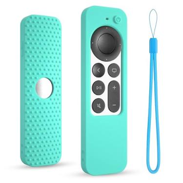 Imagem de Capa de silicone para Apple tv siri Remote 2021 2022 2023 capa protetora para controle remoto Apple 4k/hd tv anti manga com cordão (2ª/3ª geração) (menta)