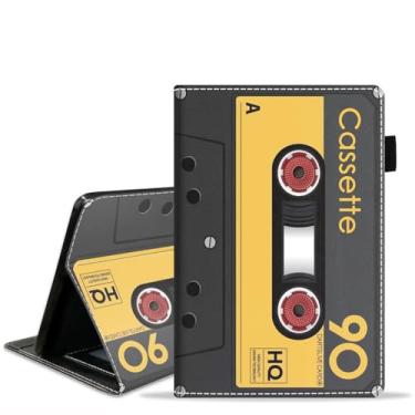 Imagem de FQTBCEARI Capa para tablet Amazon Kindle Fire HD 10 (10,1 polegadas, 9ª/7ª geração, versão 2019/2017), capa fina de couro PU com slot para cartão e despertar/hibernar automaticamente, cassete de