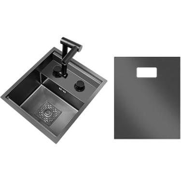 Imagem de Pia De Cozinha Pequena, Pia De Rv, Pia De Bar De Aço Inoxidável Com Torneira Quente&fria E Tampa, Perfeita Para Rv E Casa, Folding Faucet, 44x40cm