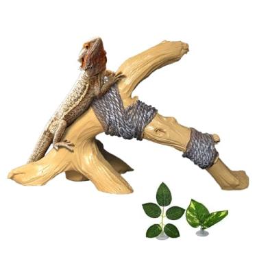 Imagem de Tfwadmx Ramo de escalada de cobra, réptil de resina, ramos de madeira simulada, brinquedos de escalada de caranguejo eremita, decoração de galhos de tanque de lagartixa para pequenos lagartos