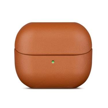 Imagem de LOPIE Capa de couro para Samsung Galaxy Buds 3 FE / Buds3 Pro/Samsung Buds 3 Capa com cordão - Feita de couro de flor integral - Capa rígida de proteção contra quedas feita à mão - marrom