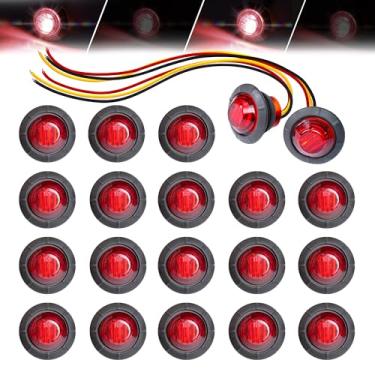 Imagem de MADCATZ Estroboscópio de 3/10.2 cm + marcador de função dupla, mini luzes redondas vermelhas 3LED, 3 fios, marcador lateral para reboque, barco, trailer, caminhão – Versão de atualização de 12 V (20