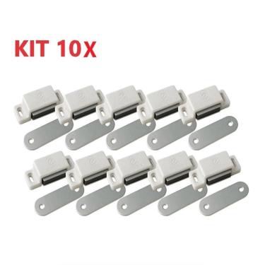 Imagem de Kit 10 Fechos Magnéticos Com Trava E ímã Branco Para Armários, Portas E Móveis Profissionais