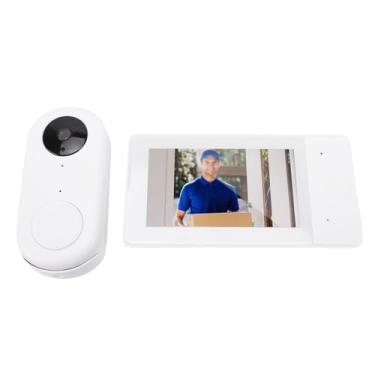 Imagem de ASHATA Câmera de Campainha Sem Fio (Câmera de Visualização de porta) Com Monitor de 4,3", de Segurança de Campainha de Vídeo Sem Fio WiFi, áudio Duplo, Interfone de Vídeo, à