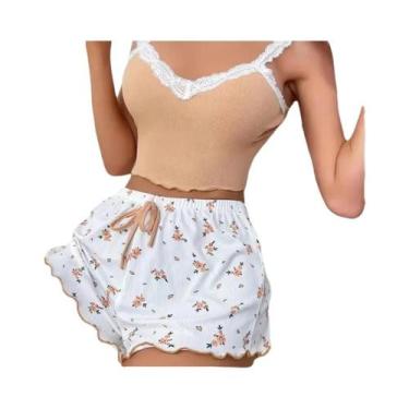 Imagem de Conjunto De Pijama Feminino Com Renda E Decote Em V, Camisola Sexy, Sh