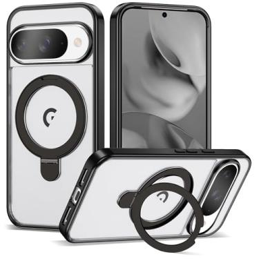 Imagem de VIJISEA Capa compatível com Pixel 9/9 Pro com suporte de anel magnético, [compatível com Mag-Safe], capa protetora à prova de choque para Google Pixel 9/9 Pro de 6,3 polegadas para mulheres e homens