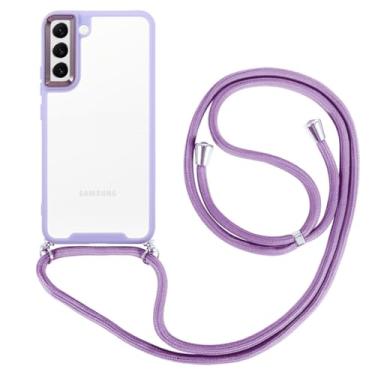 Imagem de Cordões de colar crossbody Capa de telefone transparente para Samsung Galaxy S23 Plus S22 Ultra S21 FE Capa de corrente com alça de alça, roxa, para S23 Ultra
