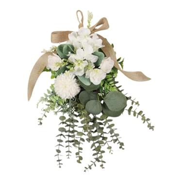 Imagem de Fiocias Guirlanda floral para decoração de casa, com formato de gota, ideal para cercas, festas, lembrancinhas, feriados, escritórios e, Branco