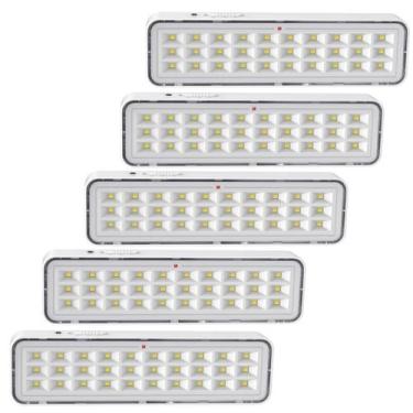 Imagem de Kit 5 Luminária Emergência Lâmpada Luz Recarregável Bivolt - Bmax