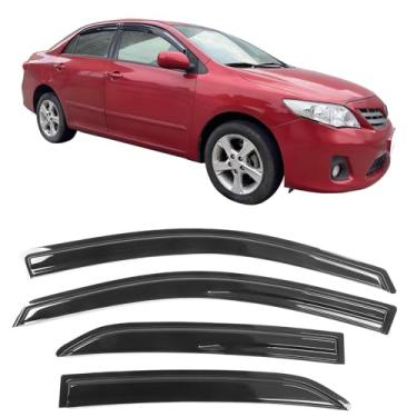 Imagem de Viseira de janela compatível com Toyota Corolla 2009-2013, proteção de sombra de chuva acrílica fumada e semitransparente, defletor de ar para saída de vento da IKON MOTORSPORTS, 2010 2011 2012