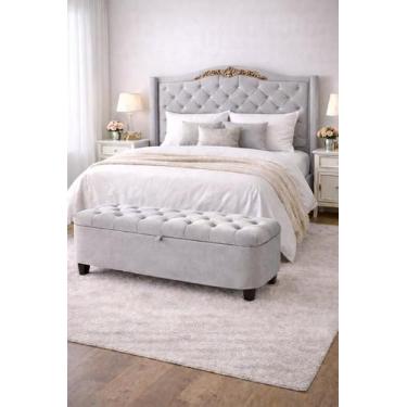 Imagem de Kit De Quarto Lisboa Cabeceira De Cama Box e Calçadeira Baú Queen 160 