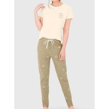 Imagem de Pijama Longo Malwee 1000126838 Feminino Estampa Puff Algodão T. P/GG, 