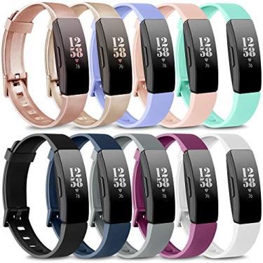 Imagem de Pulseiras de TPU macias AK compatíveis com Fitbit Inspire HR/Fitbit Inspire/Fitbit Ace 2 bandas, pulseiras esportivas à prova d'água para Fitbit Inspire HR Fitness Tracker, .10 PCS-A, Small