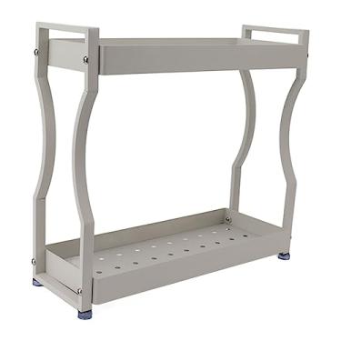 Imagem de Rack de Armazenamento de Barra de café Prateleira de Armário de Camada Dupla Organizador de Armazenamento de Cozinha de Aço Inoxidável Carrinho de Bebidas Carrinho de Serviço de (30 cm / 11,8 pol.)