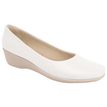 Imagem de Sapato Feminino Anabela Médio Branco Cinza Piccadilly 143133-265