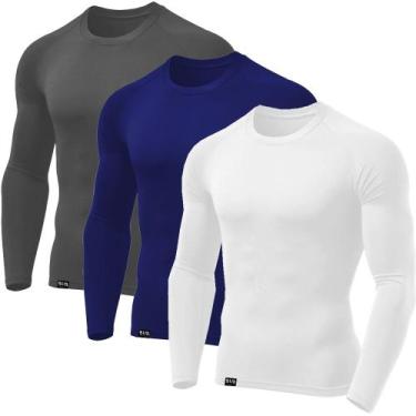 Imagem de Kit com 3 Camisetas Térmicas UV Proteção Solar Masculina - Slim Fitnes