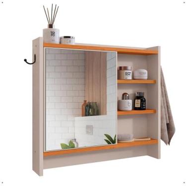 Imagem de Espelheira Genova 1 Porta Espelho Armarinho Banheiro Suspenso Pratelei