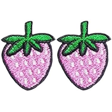 Imagem de Ranger Return Conjunto 2 de pequenos adesivos bordados com o logotipo da fruta de morango em pequenos adesivos bordados - rosa (palha-PK-MINI2)
