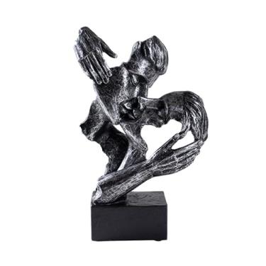Imagem de Escultura de beijo de casais de resina, estátua abstrata de casal para decoração de casa, casamento, estatuetas modernas de casal para mesa de cabeceira e prateleira de cômoda, escultura abstrata para