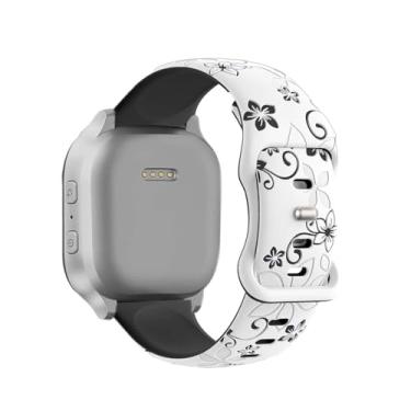 Imagem de Pulseiras com gravação de flores em dois tons compatíveis com relógio Gizmo 3 2 1/Gabb Watch 3 2 1/SyncUP/Cosmo JrTrack infantil, pulseira esportiva de silicone macio de 20 mm para meninos e meninas
