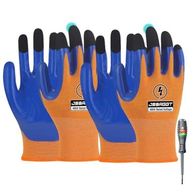 Imagem de JSBAGGT Luvas Elétricas 2 Peças 400 V Isoladas Com Resistência De Tensão Para Eletricista Mecânico Alta Resistência, Retardante Chamas, Tela Sensível Ao Toque, Trabalhando Borracha (Laranja E Azul)