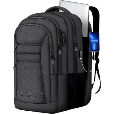 Imagem de Mochila de viagem LCKPENG para laptop anti-roubo de 17 polegadas preta