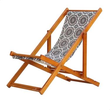 Imagem de Espreguiçadeira Portátil de Madeira Maciça – Para Piscina, Sem Braço, Envernizada (Mandala)