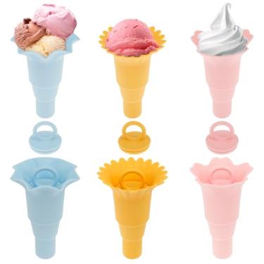 Imagem de UKQRRTC 6 peças de suporte de picolé de silicone com design vazio para pendurar picolé, suporte dobrável para picolé para salgadinhos de sorvete raspado, normal, azulado, rosa, amarelo